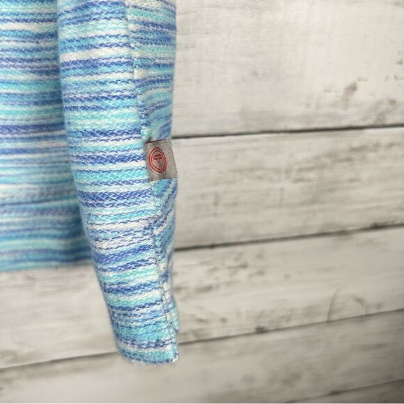 Talbots Textured Boatneck Marled Turquoise Blue Sweatshirt Tunic Top M - Picture 6 of 7